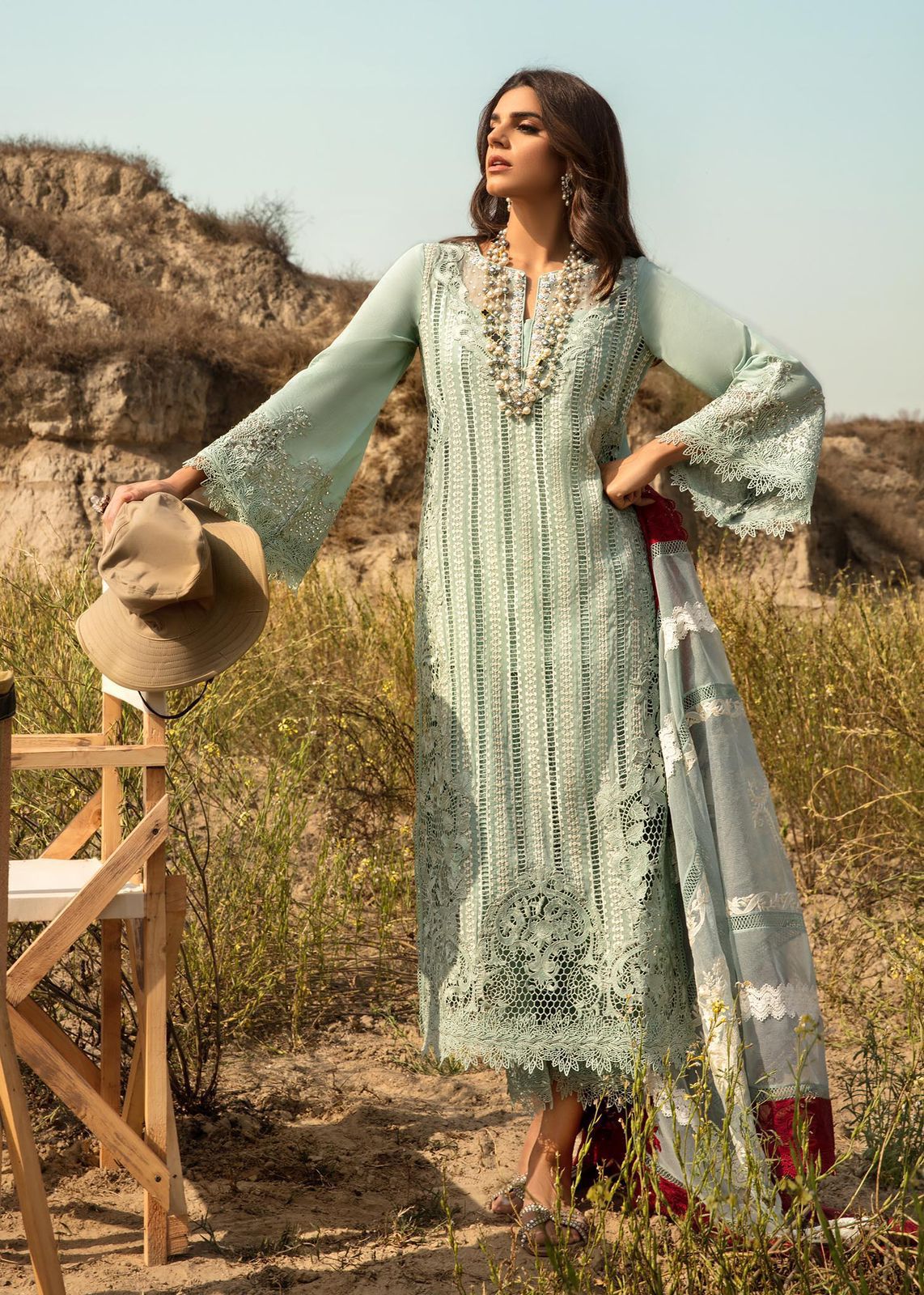 Chikankari Embroidered